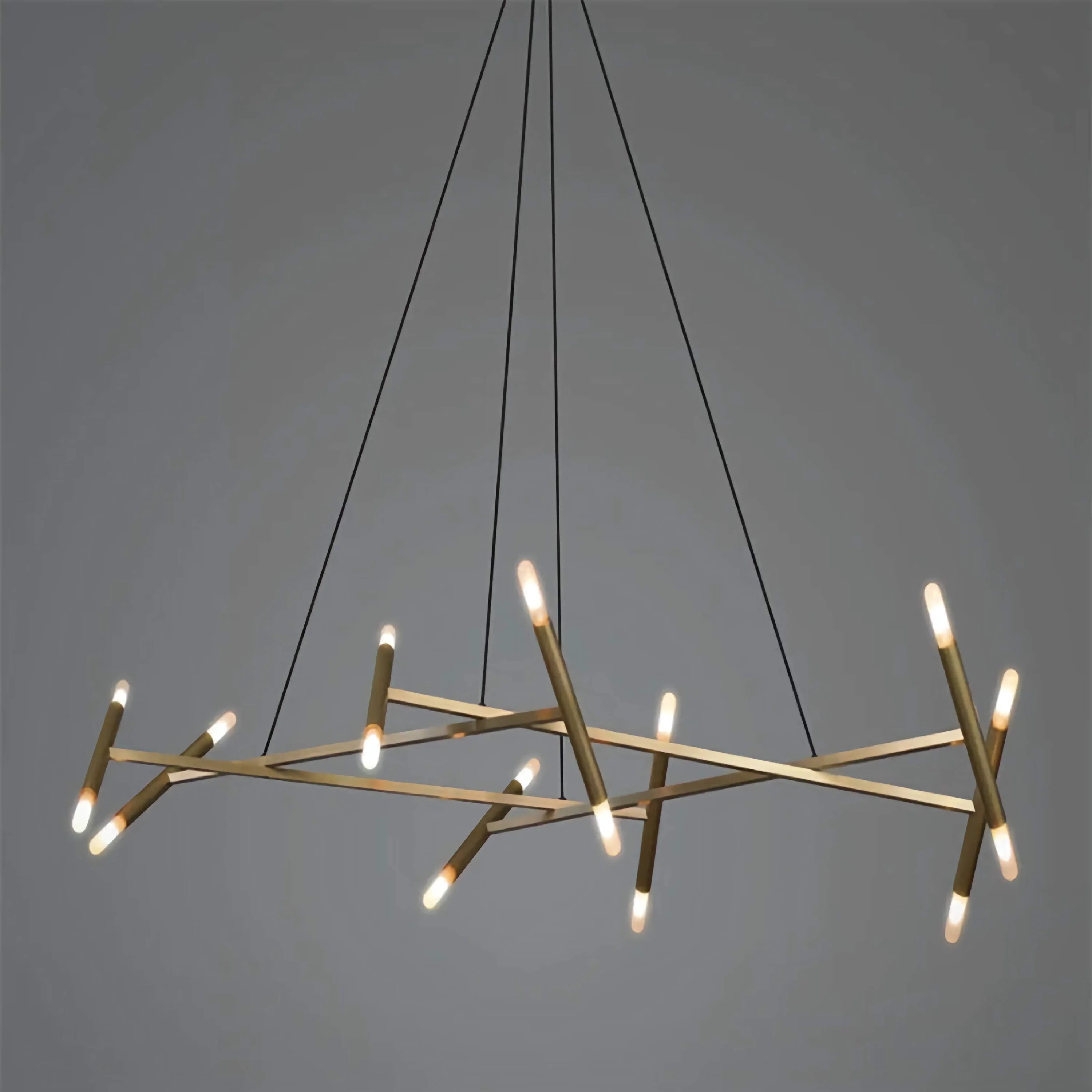 Modern Linear Led Chandelier in Gold Aluminum | Luxury Minimalist Ceiling Light for Dining Room & Kitchen Island