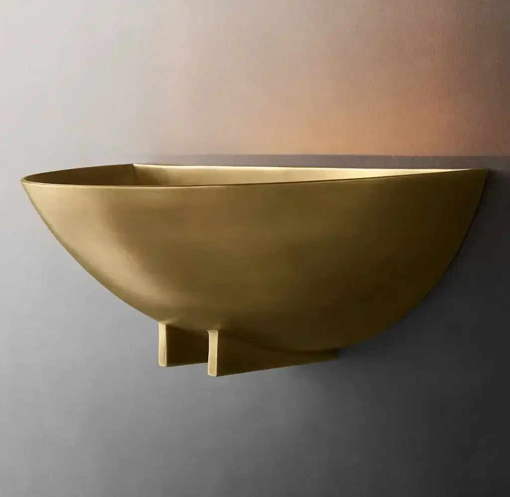 Modern Brass Bowl Wall Sconce – Handcrafted Luxury Accent Light - Sconces