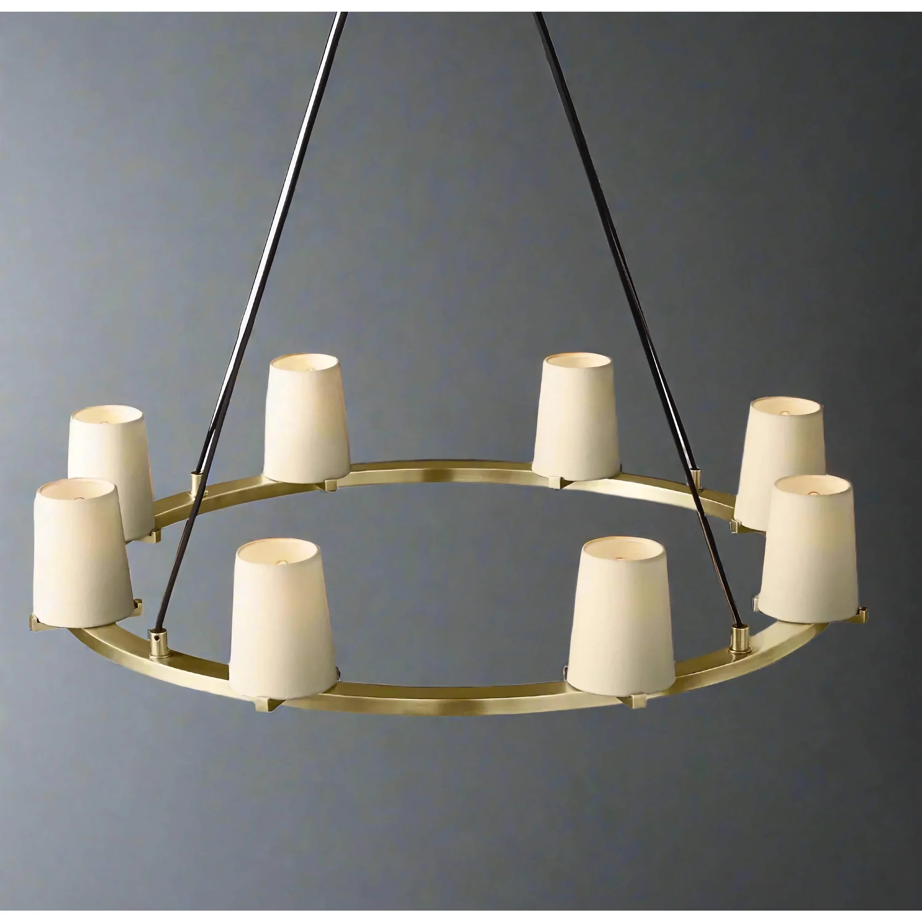 Modern Brass Candelabra Ring Chandelier for Dining Room or Foyer
