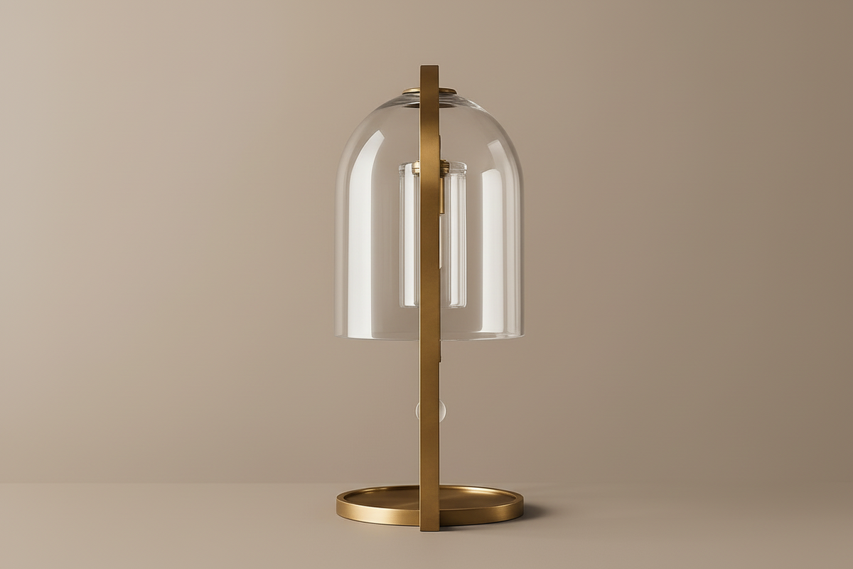 Brass & Glass Table Lamp 45cm | Glass-dome Accent Modern Japandi Bedroom Living Room Casalolalights Luxury Lamps