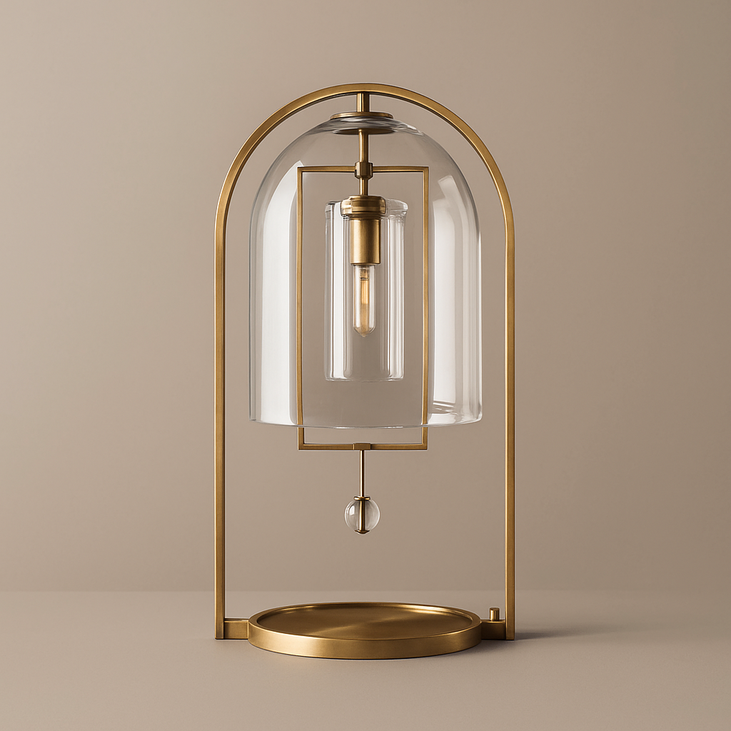 Brass & Glass Table Lamp 45cm | Glass-dome Accent Modern Japandi Bedroom Living Room Casalolalights Luxury Lamps