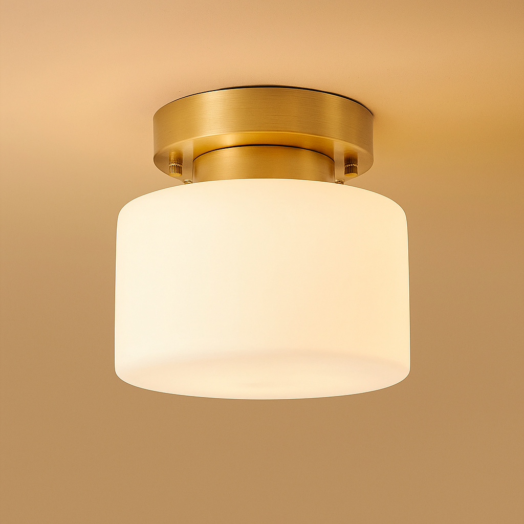 Modern Brass & Glass Flush Mount