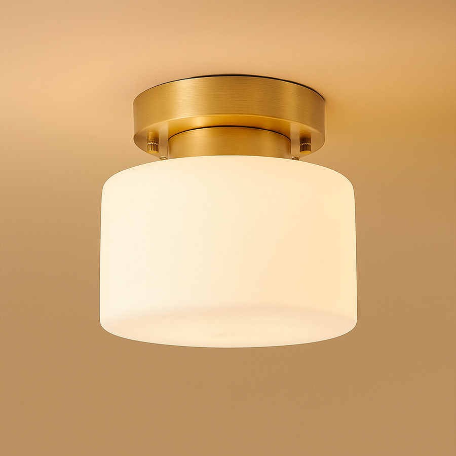 Modern Brass & Glass Flush Mount