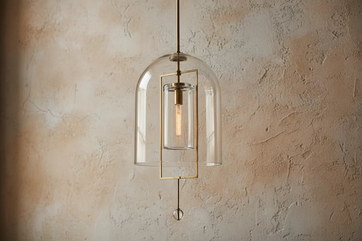 Brass & Glass Pendant Light | Layered Dome Hanging Lamp 18-25cm Modern Minimalist Kitchen Casalolalights Luxury Lamps