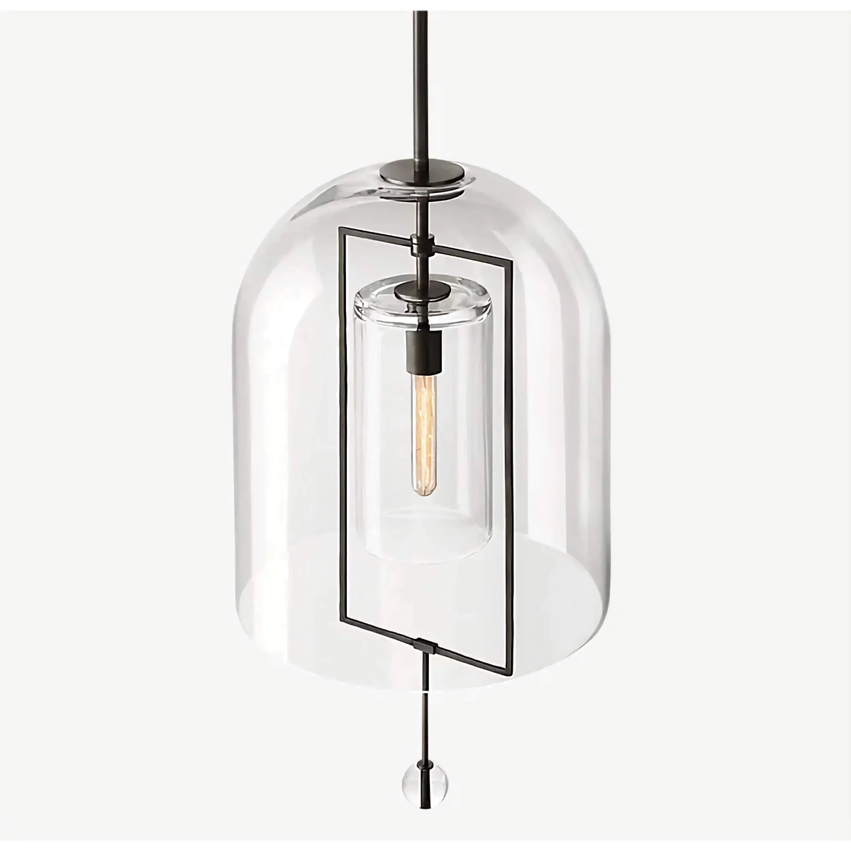 Glass and Brass Pendant Light for Kitchen Island or Entryway | Nested Clear Dome 7.1 9.8 Inch Casalola Lights Luxury