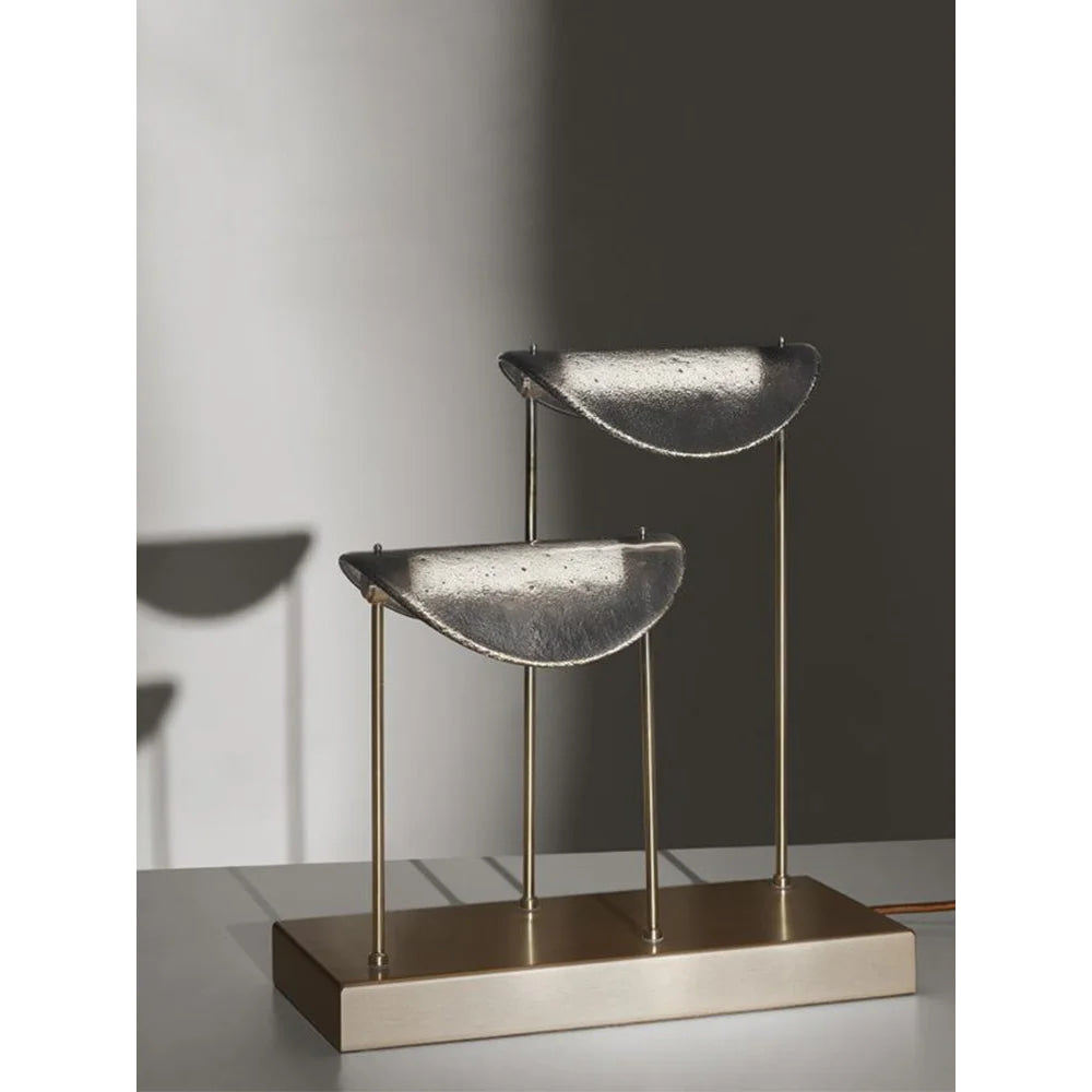 Modern Brass Glass Table Lamp | Italian Sculptural Led Light