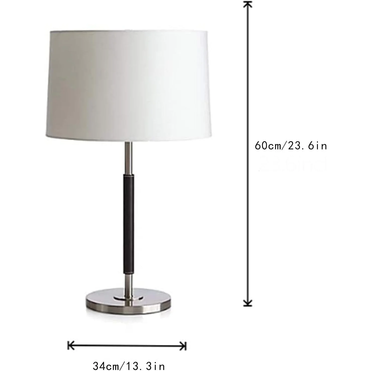 Modern Luxury Brass and Leather Table Lamp with Linen Drum Shade for Bedroom Living Room or Office