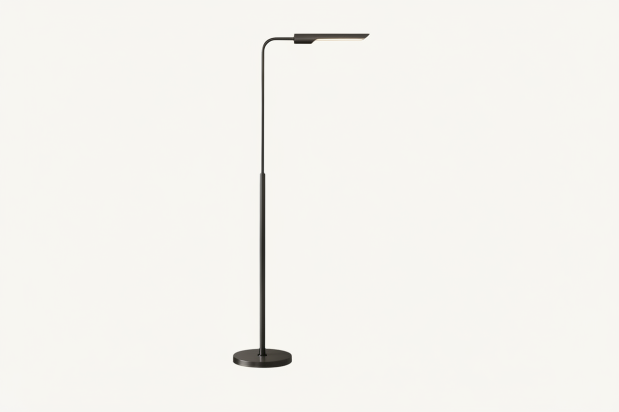 Modern Brass Floor Lamp for Living Room – Slim Led Lighting Bedrooms Corners and Contemporary Home Interiors