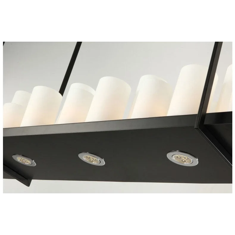 Candle chandelier over a kitchen island