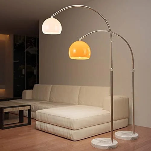 Arc Floor Lamp | Orange or White Glass Lampshade Silver Body Living Room Corner Lamps| Casalolalights Luxury Lamps