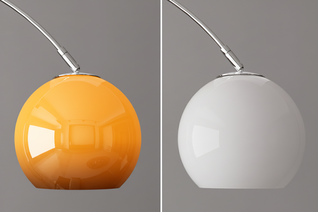 Arc Floor Lamp | Orange or White Glass Lampshade Silver Body Living Room Corner Lamps| Casalolalights Luxury Lamps