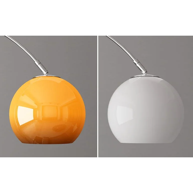 Arc Floor Lamp | Orange or White Glass Lampshade Silver Body Living Room Corner Lamps| Casalolalights Luxury Lamps