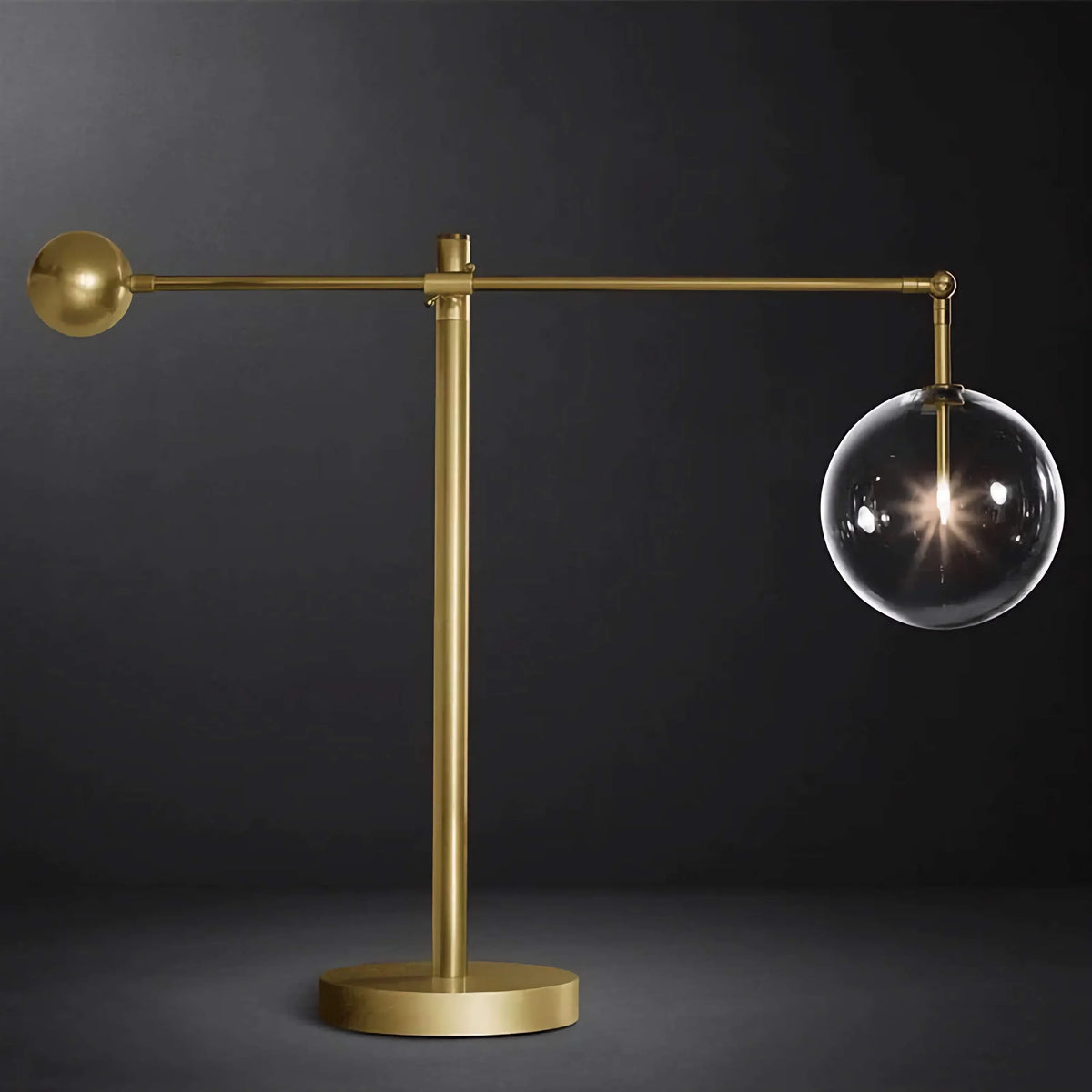 Copper & Glass Globe Table Lamp 86cm | Articulated-arm Modern Industrial Desk Living Casalolalights Luxury Lamps