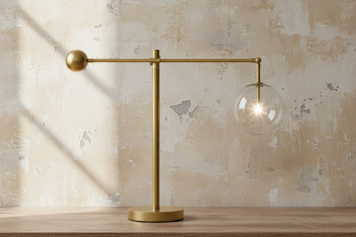 Glass Globe Table Lamp for Office Desk and Living Room | Large Copper Arm Industrial Dimmable Option Casalola Lights