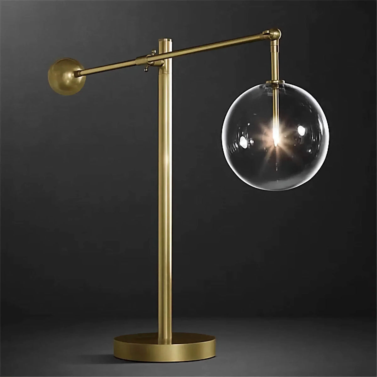 Glass Globe Table Lamp for Office Desk and Living Room | Large Copper Arm Industrial Dimmable Option Casalola Lights