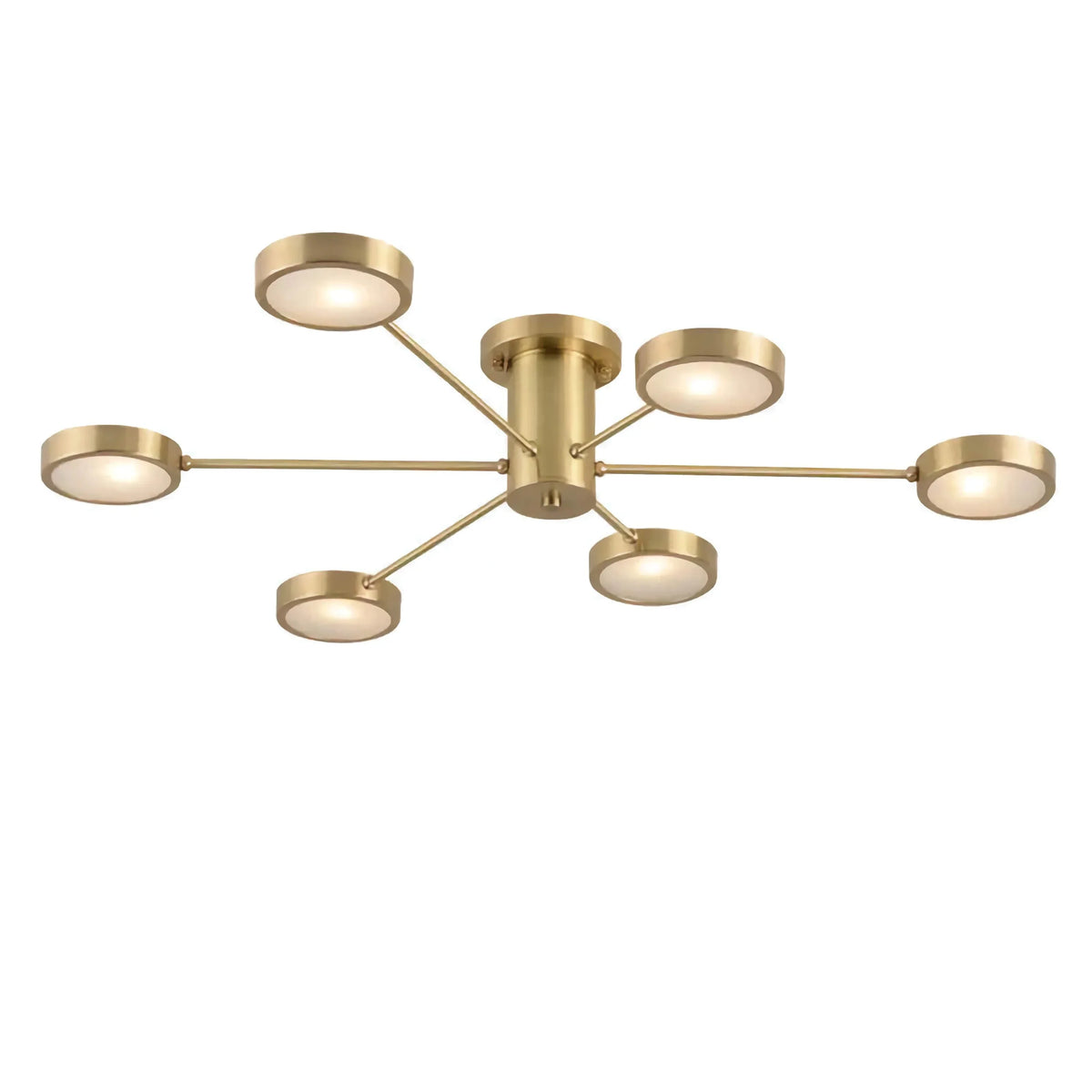 Copper Starburst Semi-flush Mount | Radial Frosted-glass Ceiling Light Mid-century Living & Dining Casalolalights
