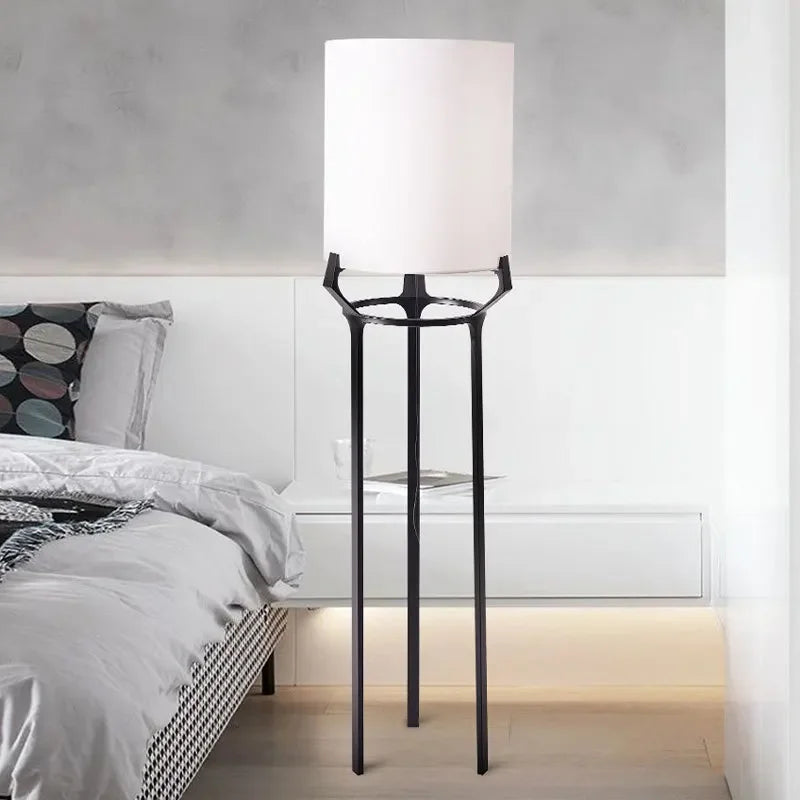 Tall fabric-shade floor lamp detail