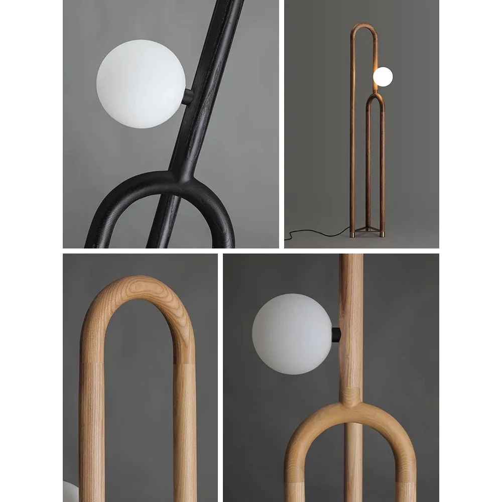 Modern Wood Floor Lamp for Design Living Room in Japandi Contemporary Style