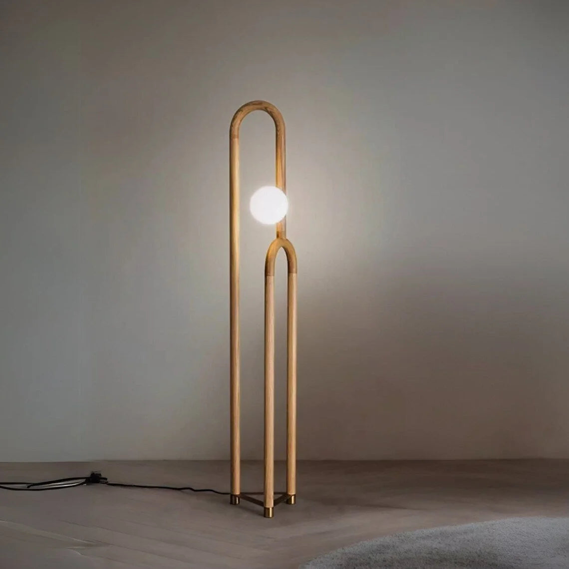 Modern Wood Floor Lamp for Design Living Room in Japandi Contemporary Style