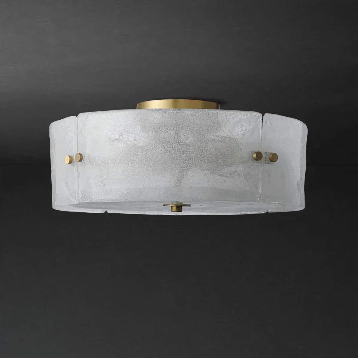 Modern Frosted Glass & Brass Flush Mount