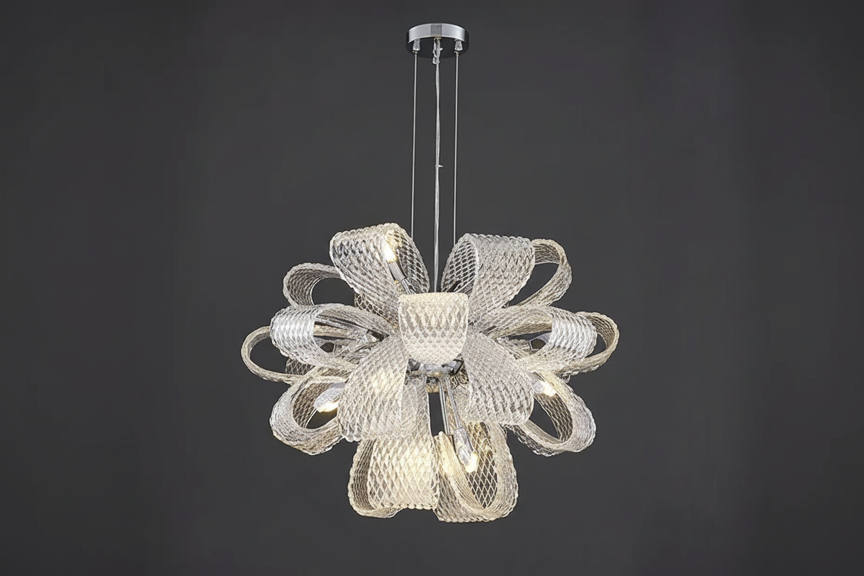 Petali di Luce chandelier in a living room