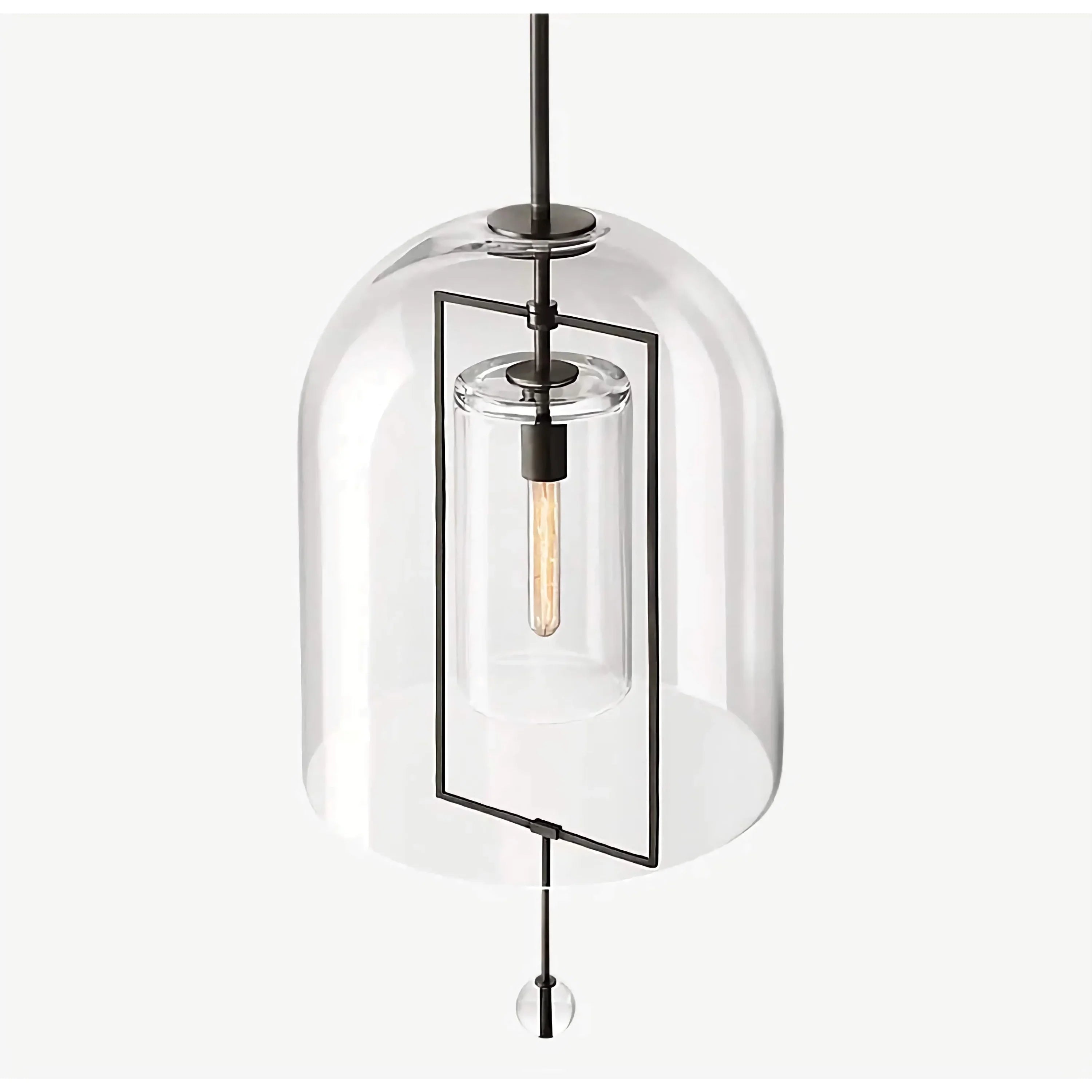 Modern Glass Pendant Light with Copper Accents – Elegant Ceiling Fixture for Kitchen Island or Entryway
