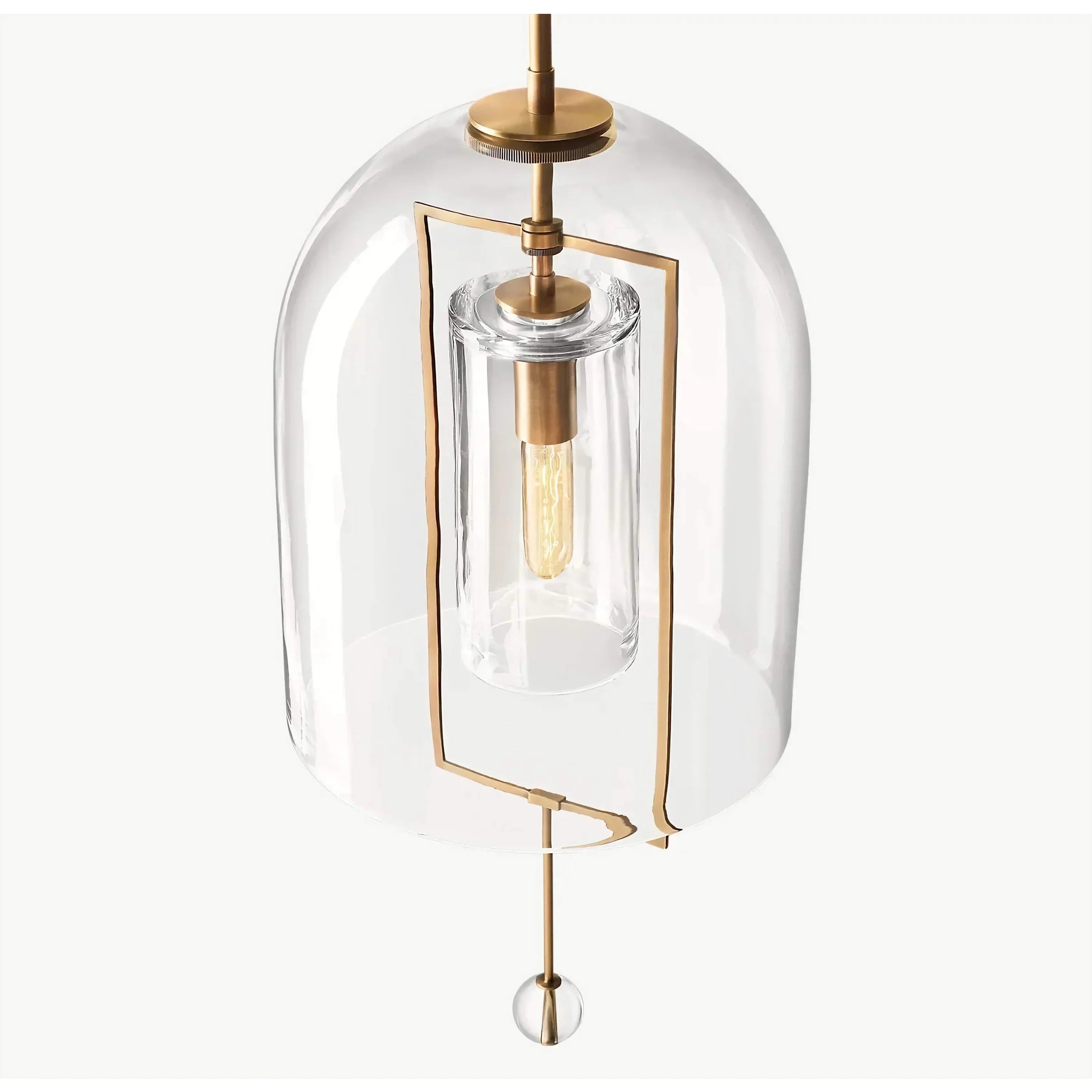 Modern Glass Pendant Light with Copper Accents – Elegant Ceiling Fixture for Kitchen Island or Entryway