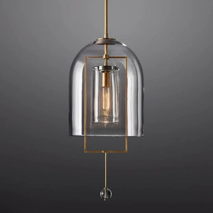 Modern Glass Pendant Light with Copper Accents – Elegant Ceiling Fixture for Kitchen Island or Entryway