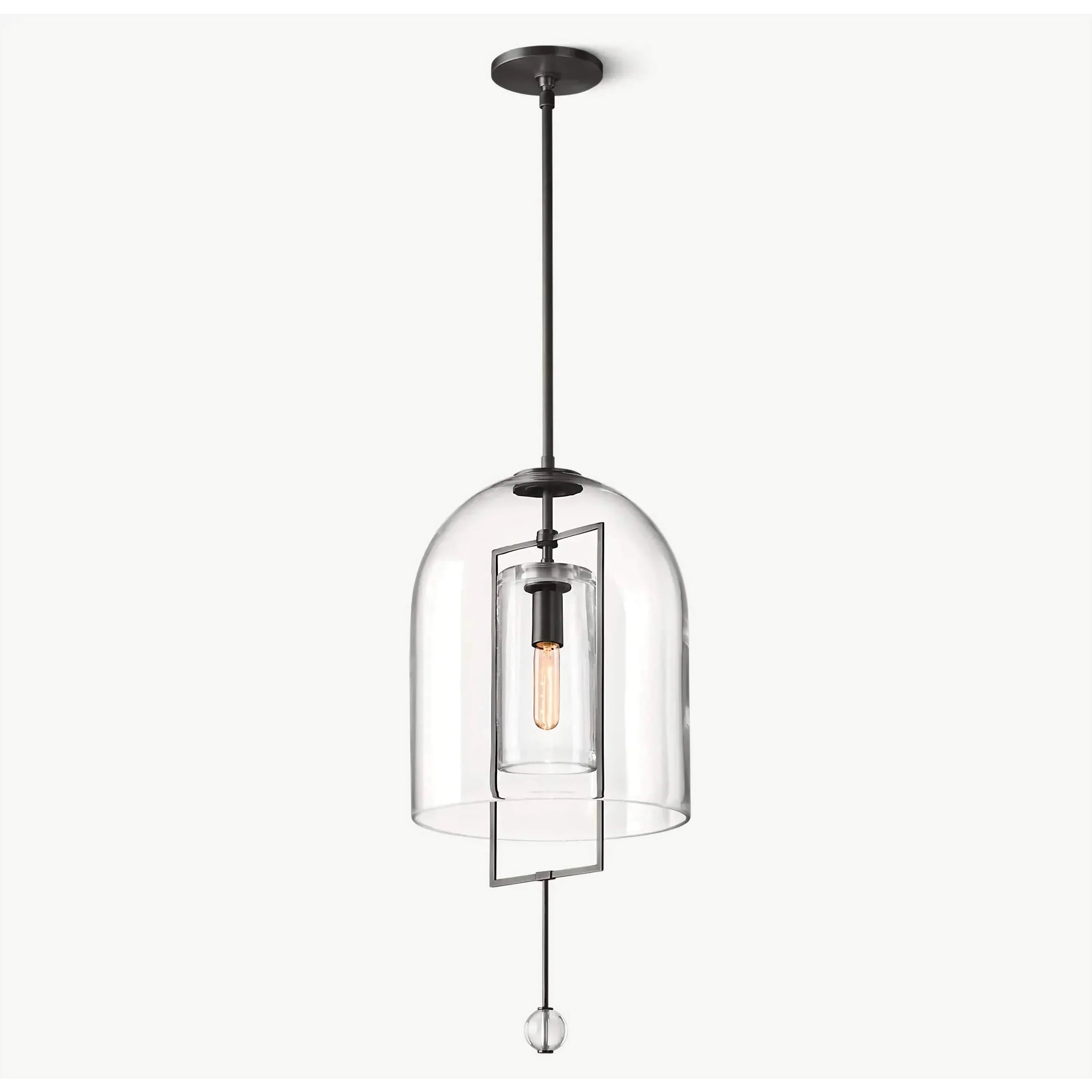 Modern Glass Pendant Light with Copper Accents – Elegant Ceiling Fixture for Kitchen Island or Entryway