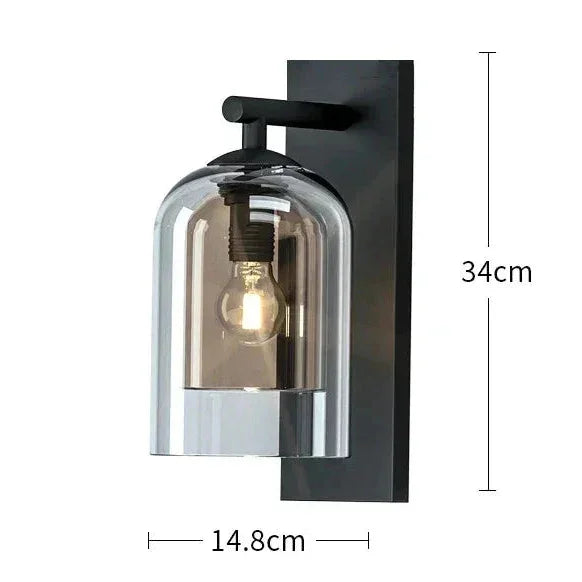 Modern Glass Wall Lamp Bedside Lamps Stairs Living Room Light Fixtures - Sconces