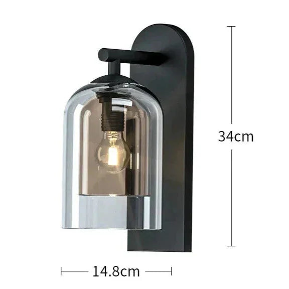 Modern Glass Wall Lamp Bedside Lamps Stairs Living Room Light Fixtures - Sconces