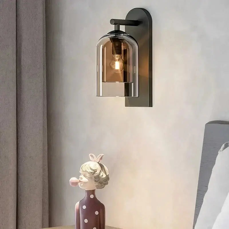 Modern Glass Wall Lamp Bedside Lamps Stairs Living Room Light Fixtures - Sconces