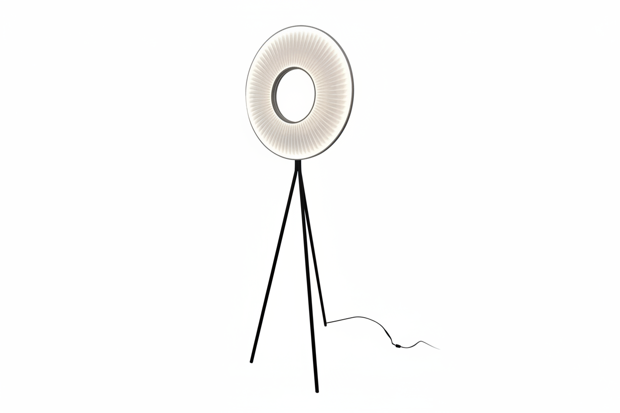 Modern floor lamp beside a reading chair