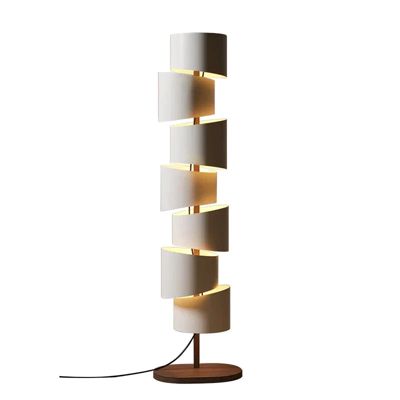 Iron tower floor lamp in a modern living room