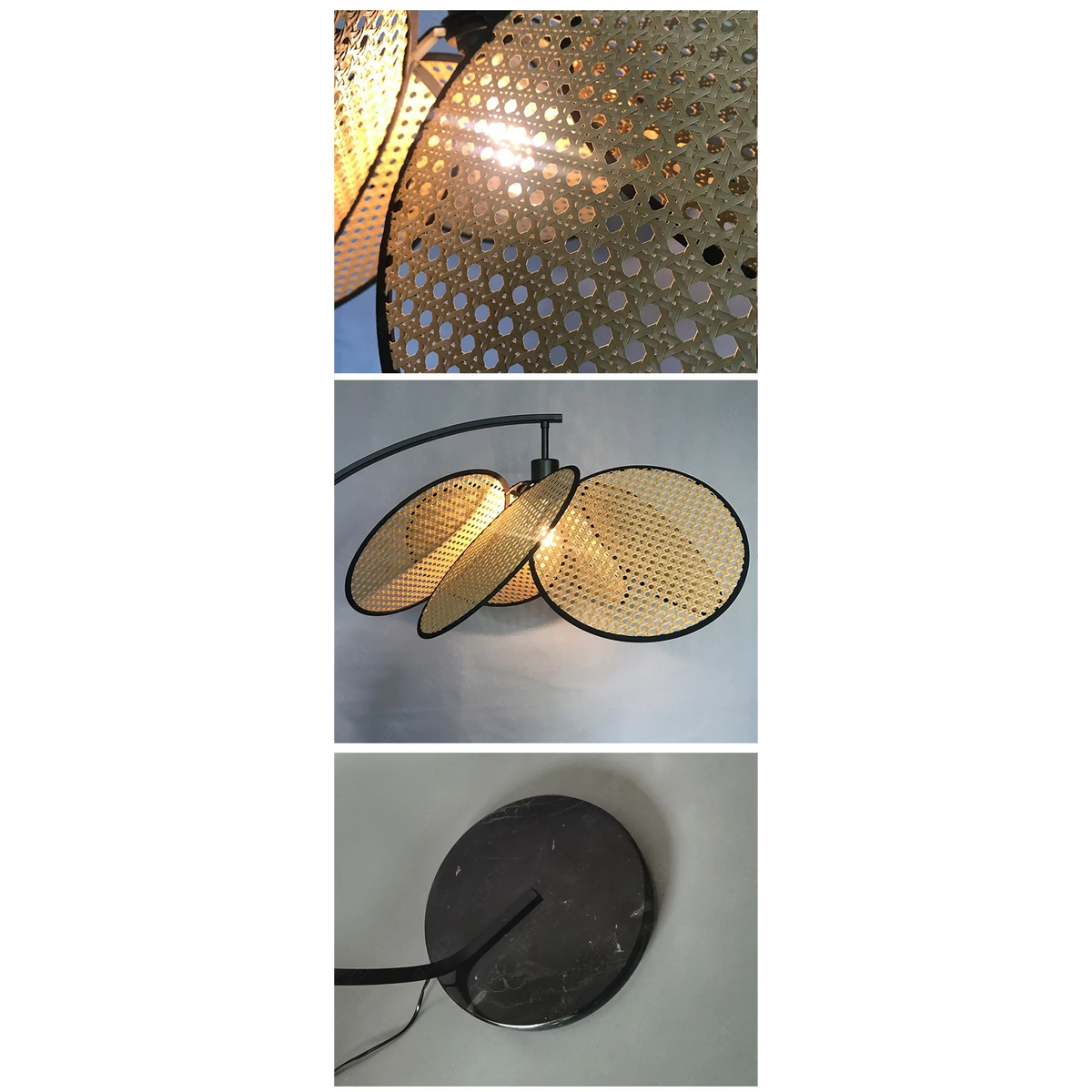 Arc Floor Lamp Stainless Steel Base Rustic Japandi Design Dimmable Modern Knitted Rattan Led Casalola Lights Luxury