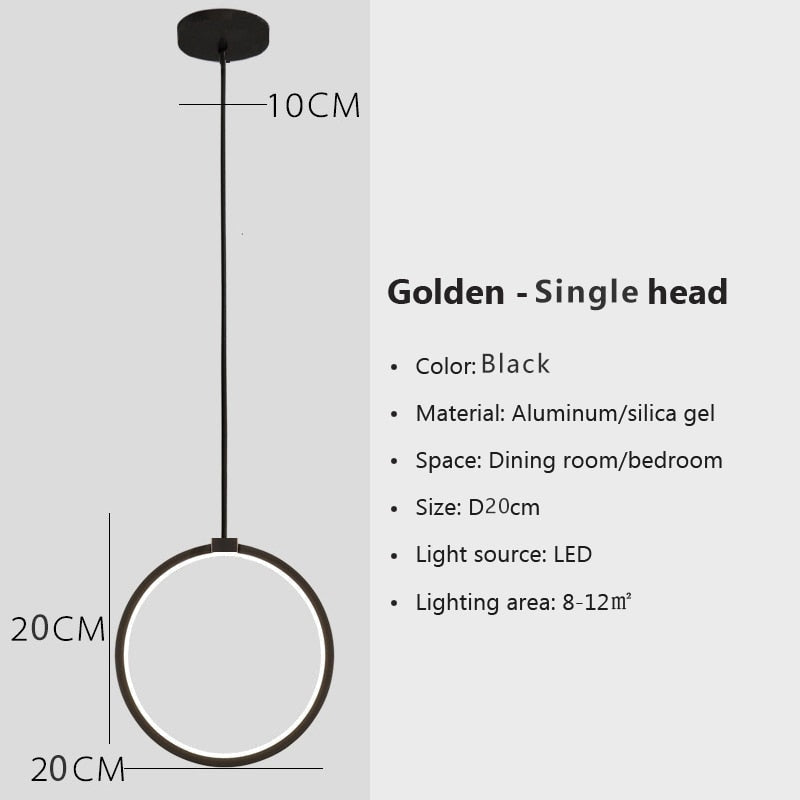 Modern Pendant Lighting | Metal Ring Led Gold Ceiling Light Fixtures | Casalola - Lamps