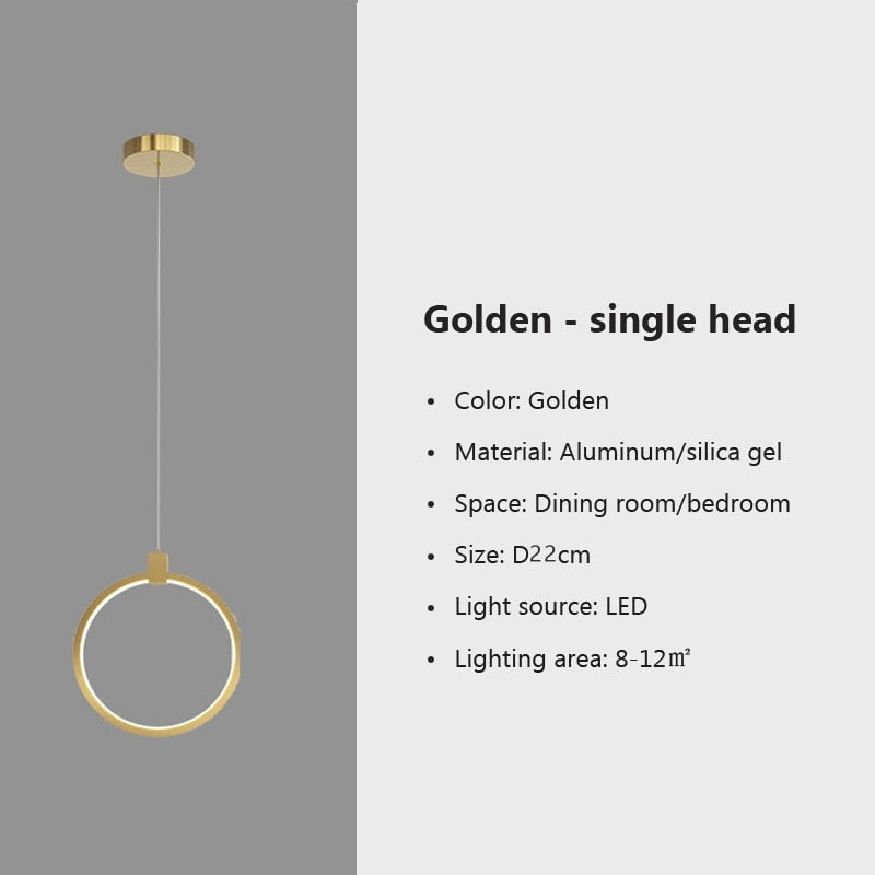 Modern Pendant Lighting | Metal Ring Led Gold Ceiling Light Fixtures | Casalola - Lamps