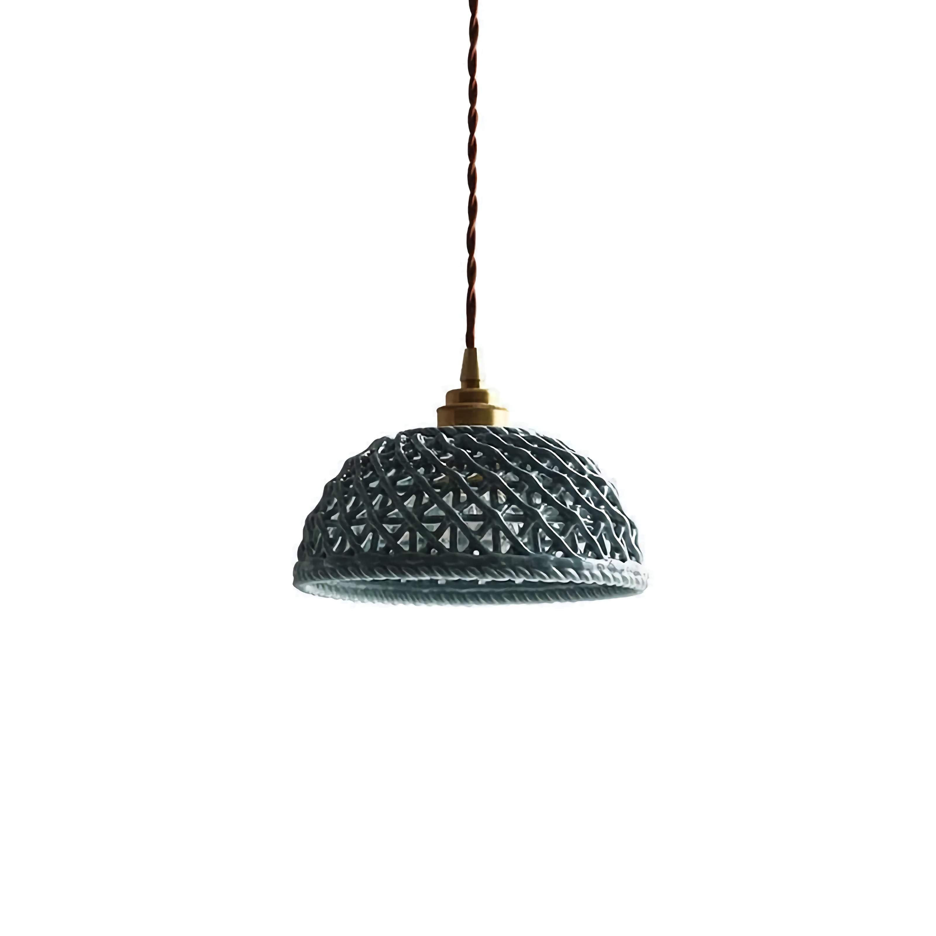 Ceramic Modern Led Pendant Lamp in White Blue or Pink | Luxury Transitional French Country Style