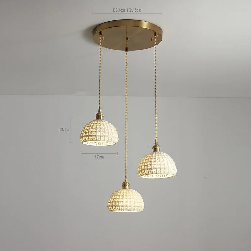 Ceramic Modern Led Pendant Lamp in White Blue or Pink | Luxury Transitional French Country Style