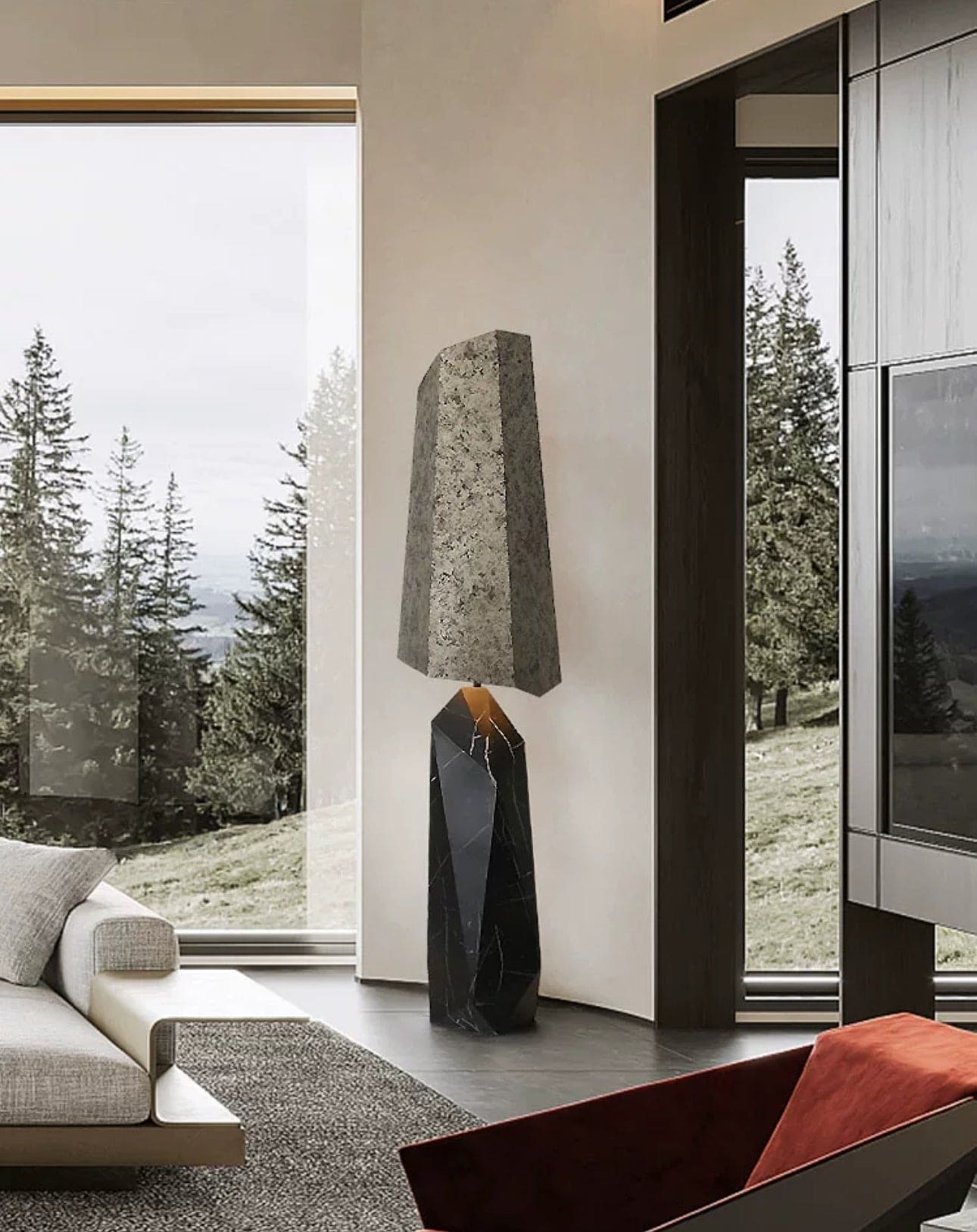 Shop for Floor Lamps - Unique Design - Wabi-sabi Grey Granite and Marble Lamp