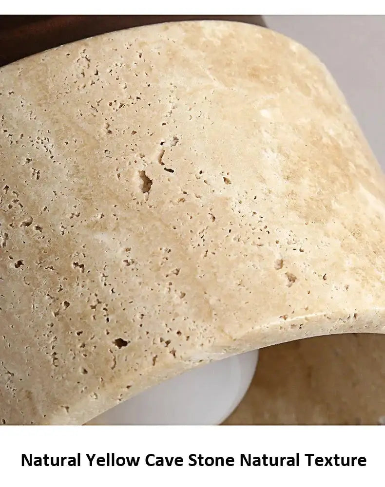 Modern Flush Mount Ceiling Light with Natural Stone and Wood Accent – Minimalist Cylinder Design - Mounts