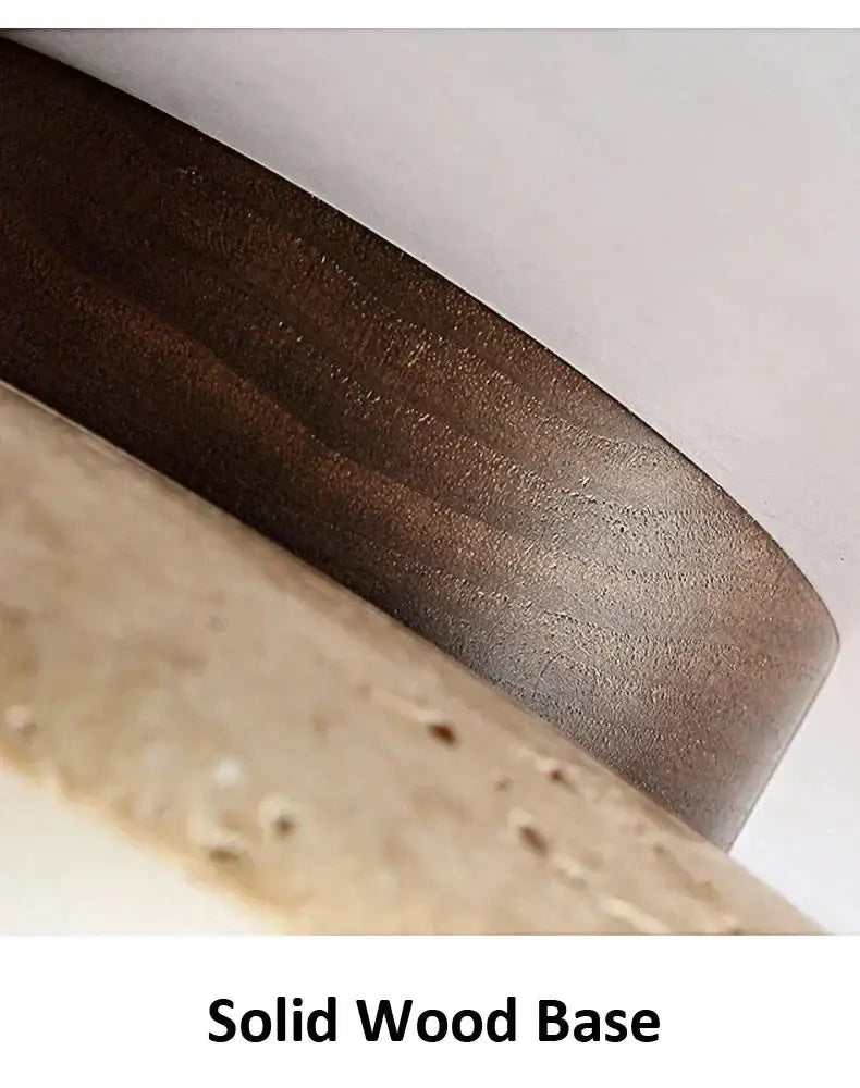 Modern Flush Mount Ceiling Light with Natural Stone and Wood Accent – Minimalist Cylinder Design - Mounts