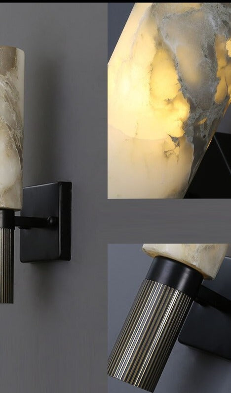 Decorative Wall Sconces - Real Marble Copper Base Lights for Living Room Hotel Restaurants