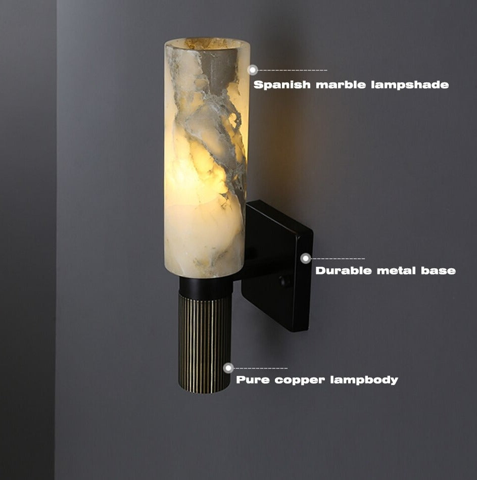 Decorative Wall Sconces - Real Marble Copper Base Lights for Living Room Hotel Restaurants
