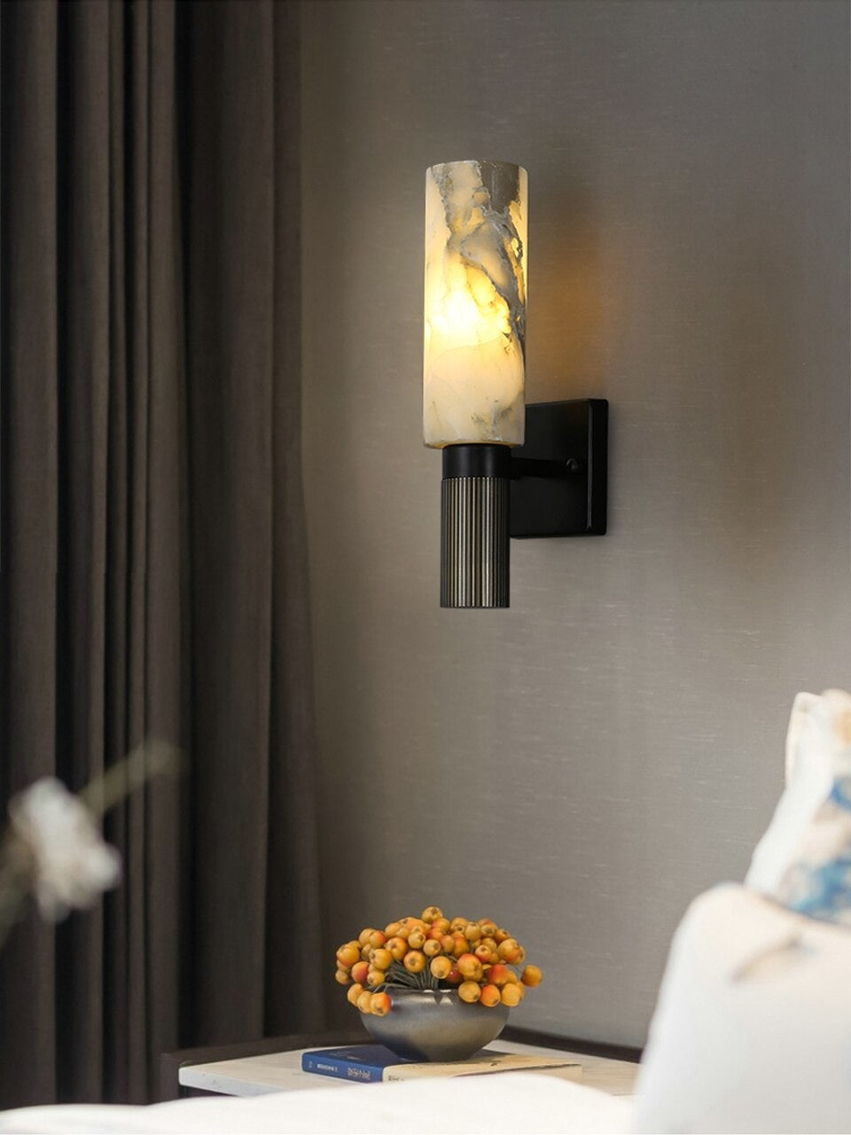 Decorative Wall Sconces - Real Marble Copper Base Lights for Living Room Hotel Restaurants