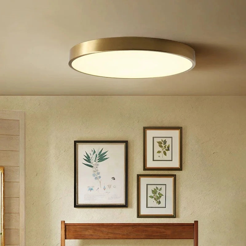 Modern Minimalism Copper Flush Mount Ceiling Light for Low