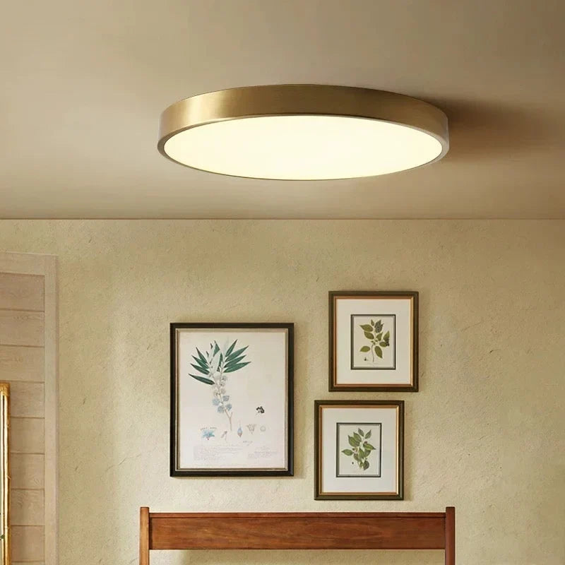 Brass Flush Mount Ceiling Light for Bedroom and Hallway | Ultra Slim 1.6 in 11.8 15.7 or 19.7 Led Casalola Lights