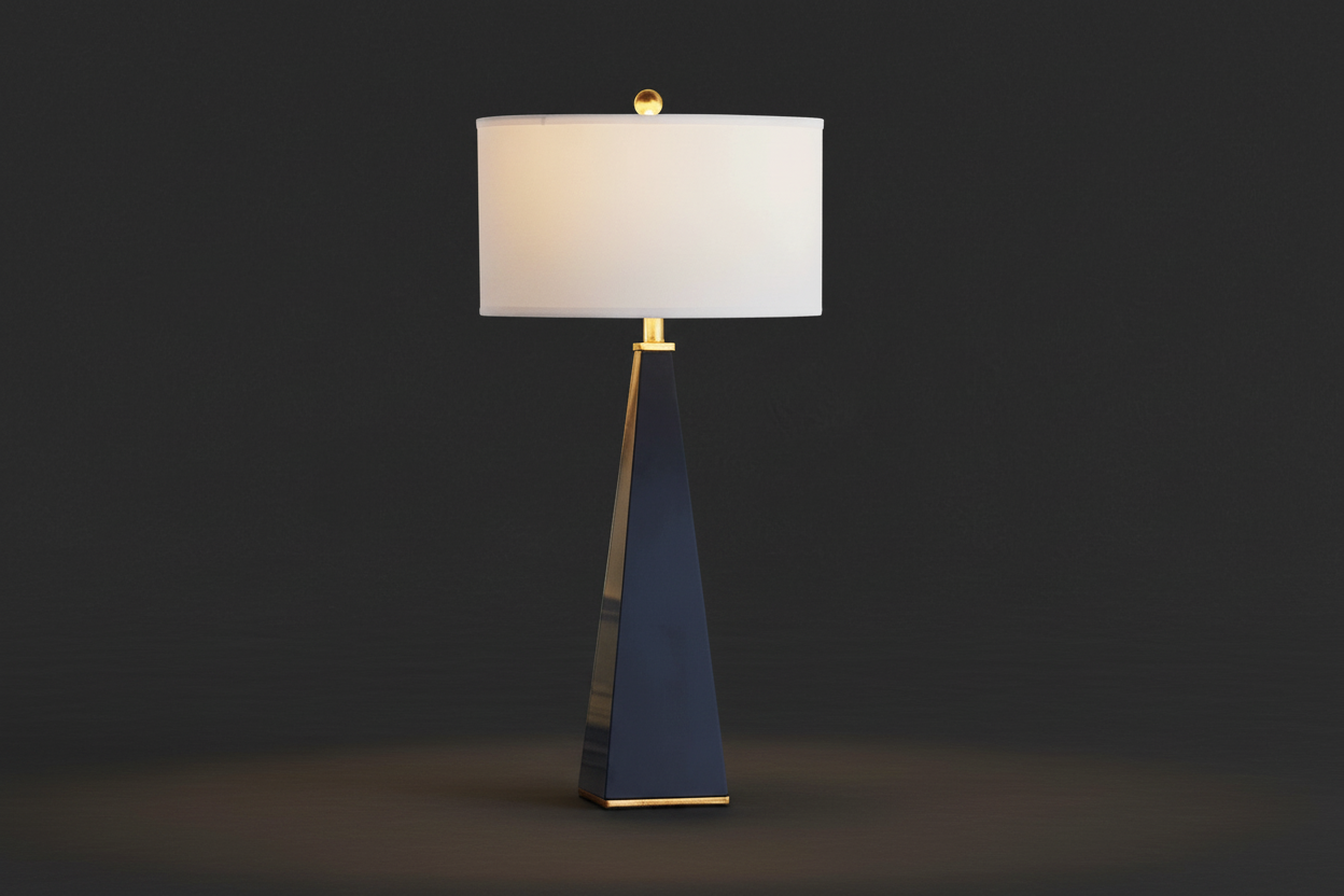 Obelisk table lamp on a side table
