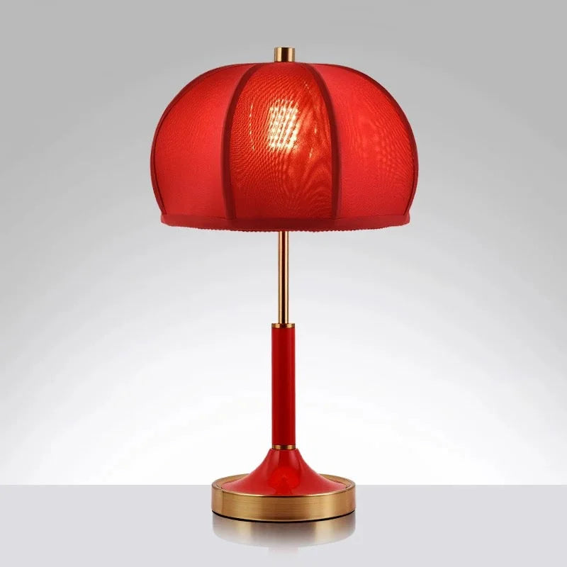 Modern Table Lamp with White Fabric Shade and Brass Accents – Elegant Lighting for Bedroom or Living Room