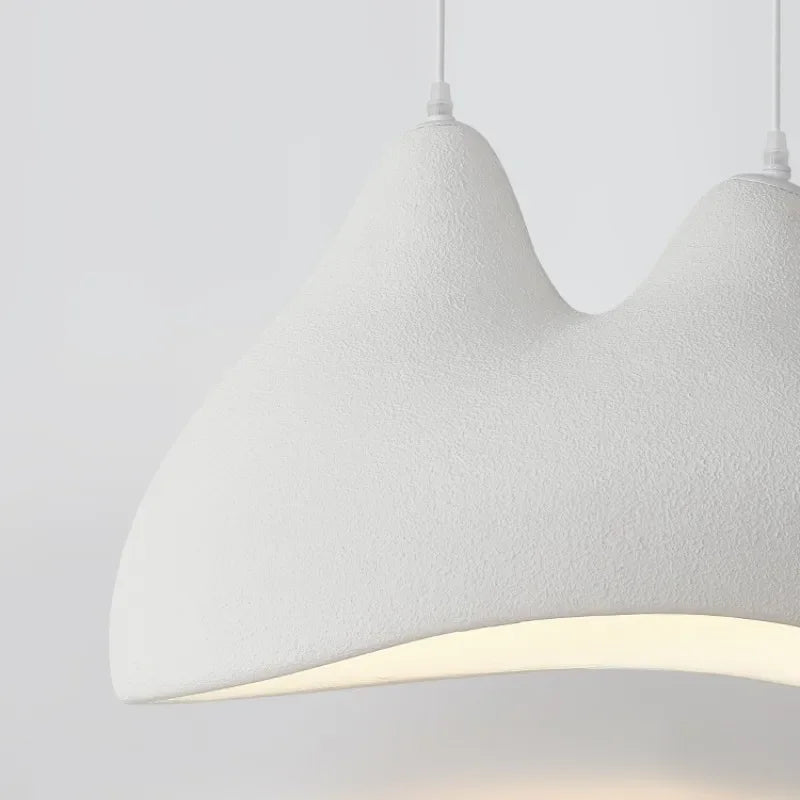 Modern Sculptural Pendant Light – Minimalist White Textured Ceiling Lamp for Dining or Living Room